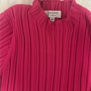 Adam Lippes Vibrant Pink Ribbed Turtleneck Sweater and Pant set